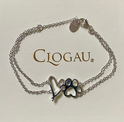 Clogau Paw Prints on my Heart bracelet 16 to 18.5cm in silver and rose gold