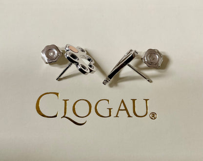 Clogau Paw Prints on my Heart stud earrings in silver and rose gold