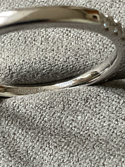 Clogau 9ct Timeless Love white gold and diamond 2mm wedding band ring size T (RRP £750)