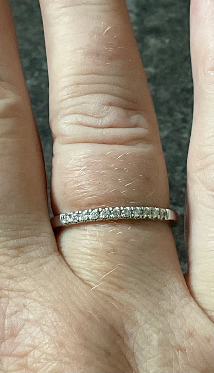 Clogau 9ct Timeless Love white gold and diamond 2mm wedding band ring size T (RRP £750)