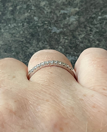 Clogau 9ct Timeless Love white gold and diamond 2mm wedding band ring size T (RRP £750)
