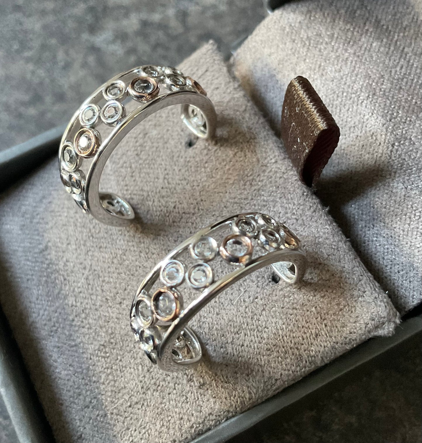 Clogau Celebration White Topaz 3/4 hoop earrings in silver and rose gold