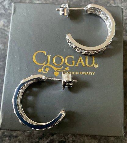 Clogau Celebration White Topaz 3/4 hoop earrings in silver and rose gold
