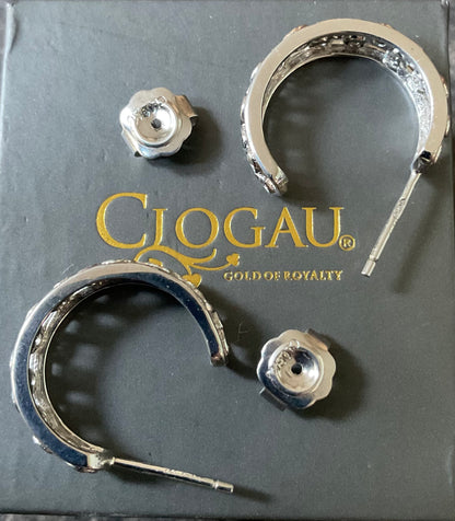 Clogau Celebration White Topaz 3/4 hoop earrings in silver and rose gold