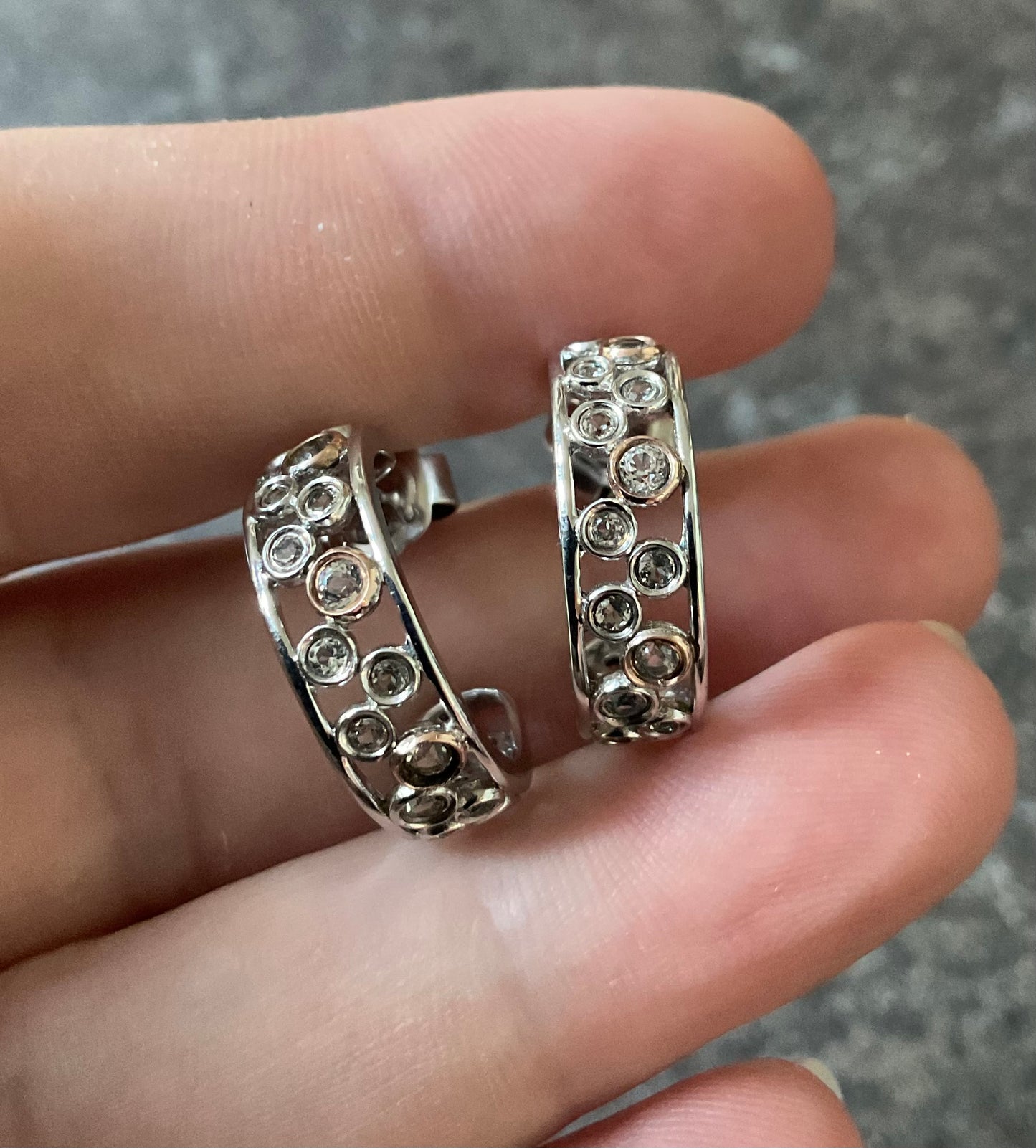 Clogau Celebration White Topaz 3/4 hoop earrings in silver and rose gold