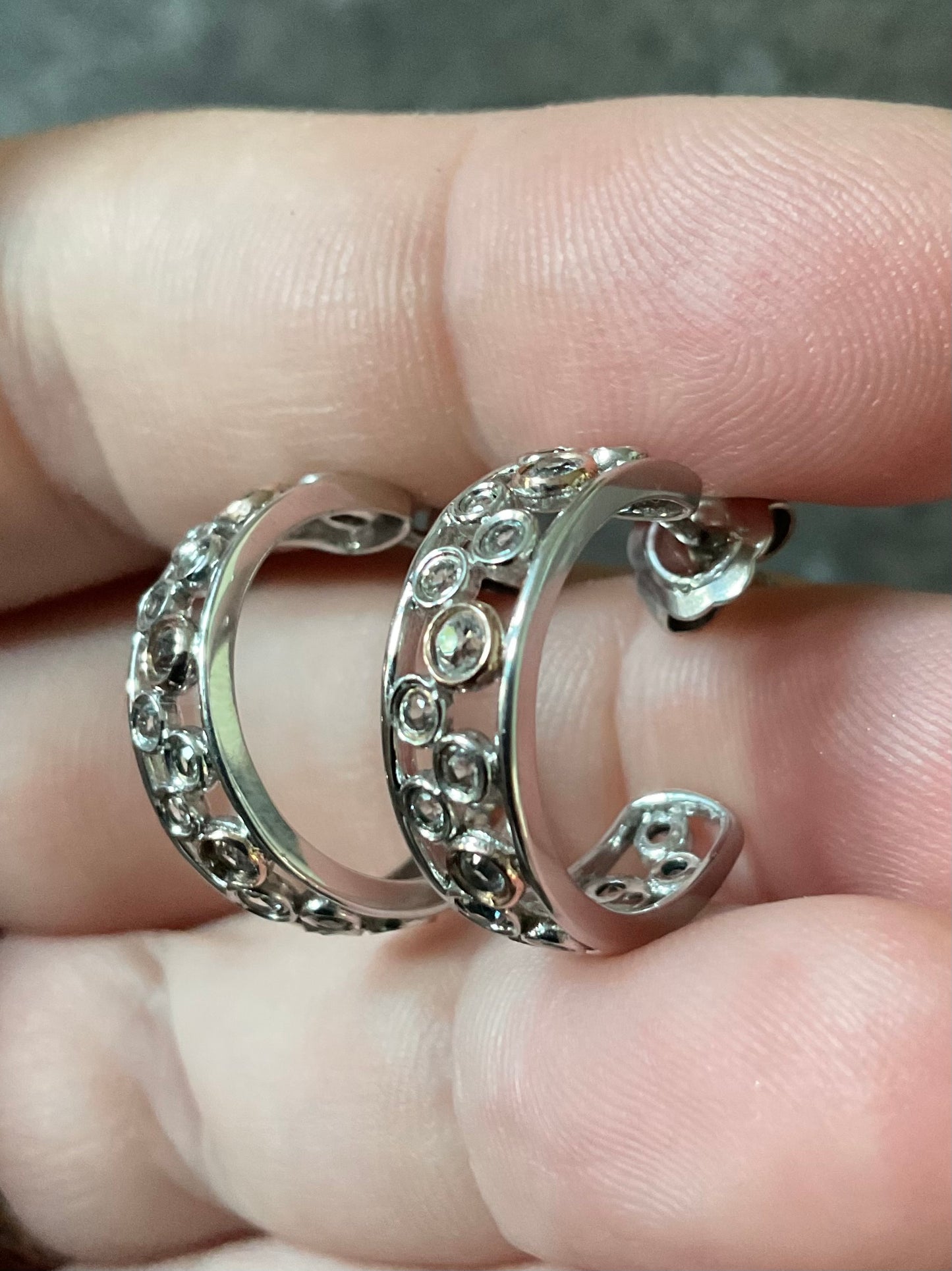 Clogau Celebration White Topaz 3/4 hoop earrings in silver and rose gold