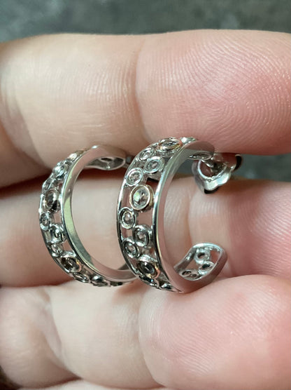 Clogau Celebration White Topaz 3/4 hoop earrings in silver and rose gold