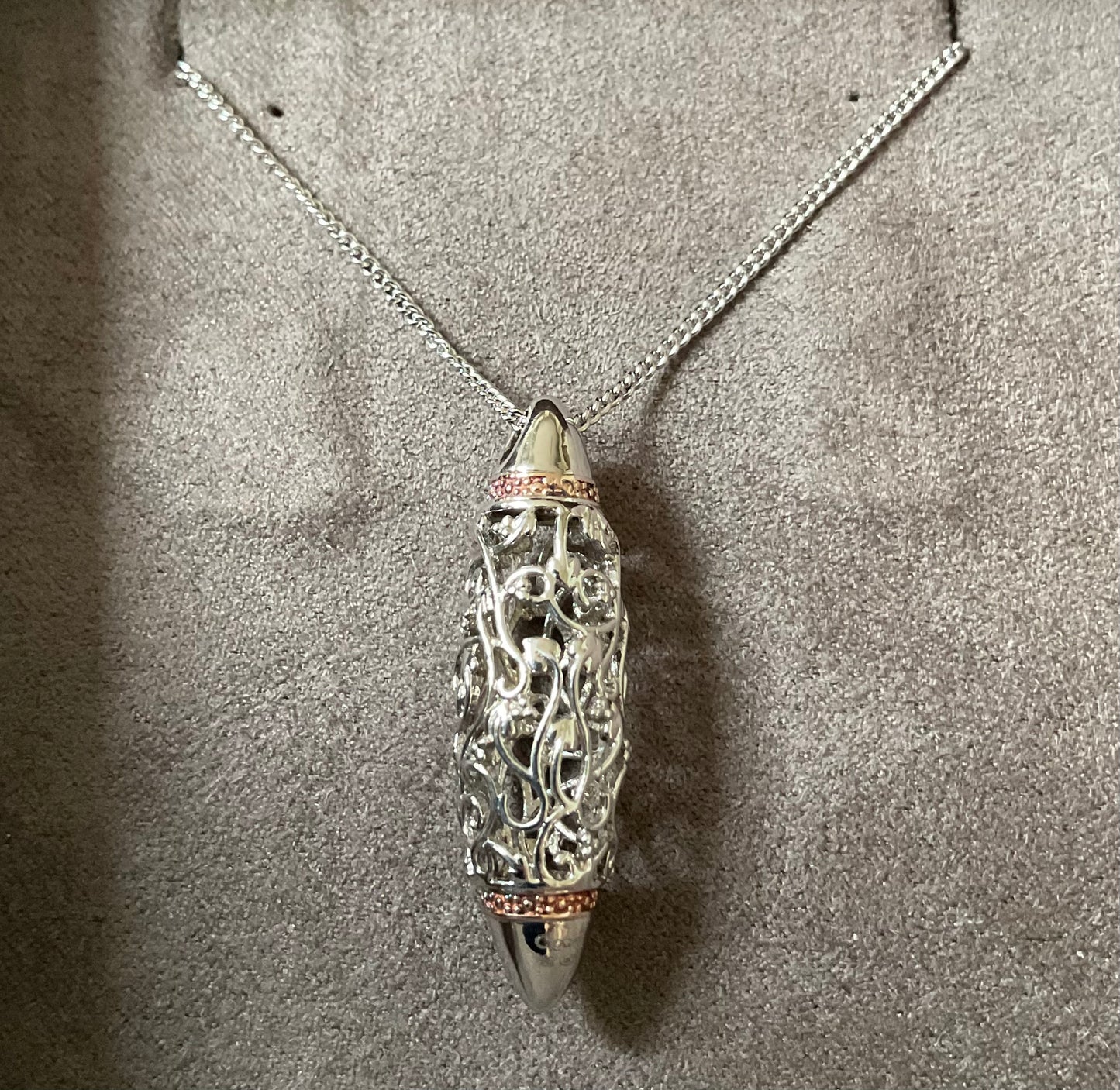 Clogau Am Byth Diamond lozenge pendant necklace in silver and rose gold