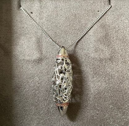 Clogau Am Byth Diamond lozenge pendant necklace in silver and rose gold