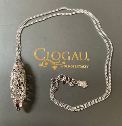 Clogau Am Byth Diamond lozenge pendant necklace in silver and rose gold