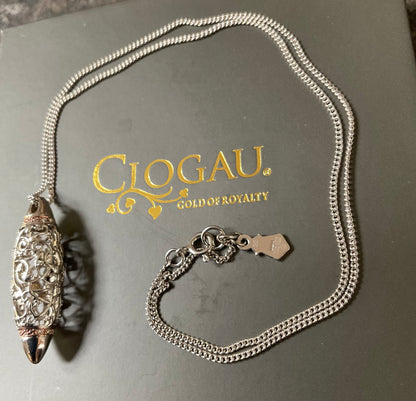 Clogau Am Byth Diamond lozenge pendant necklace in silver and rose gold