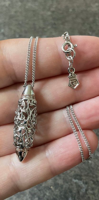 Clogau Am Byth Diamond lozenge pendant necklace in silver and rose gold