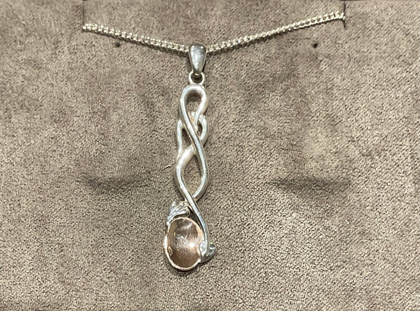 Vintage Clogau Lovespoon pendant necklace in silver and rose gold