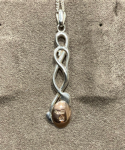 Vintage Clogau Lovespoon pendant necklace in silver and rose gold