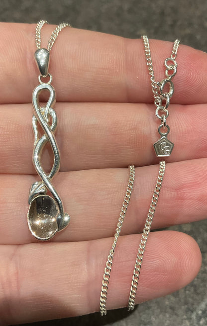 Vintage Clogau Lovespoon pendant necklace in silver and rose gold