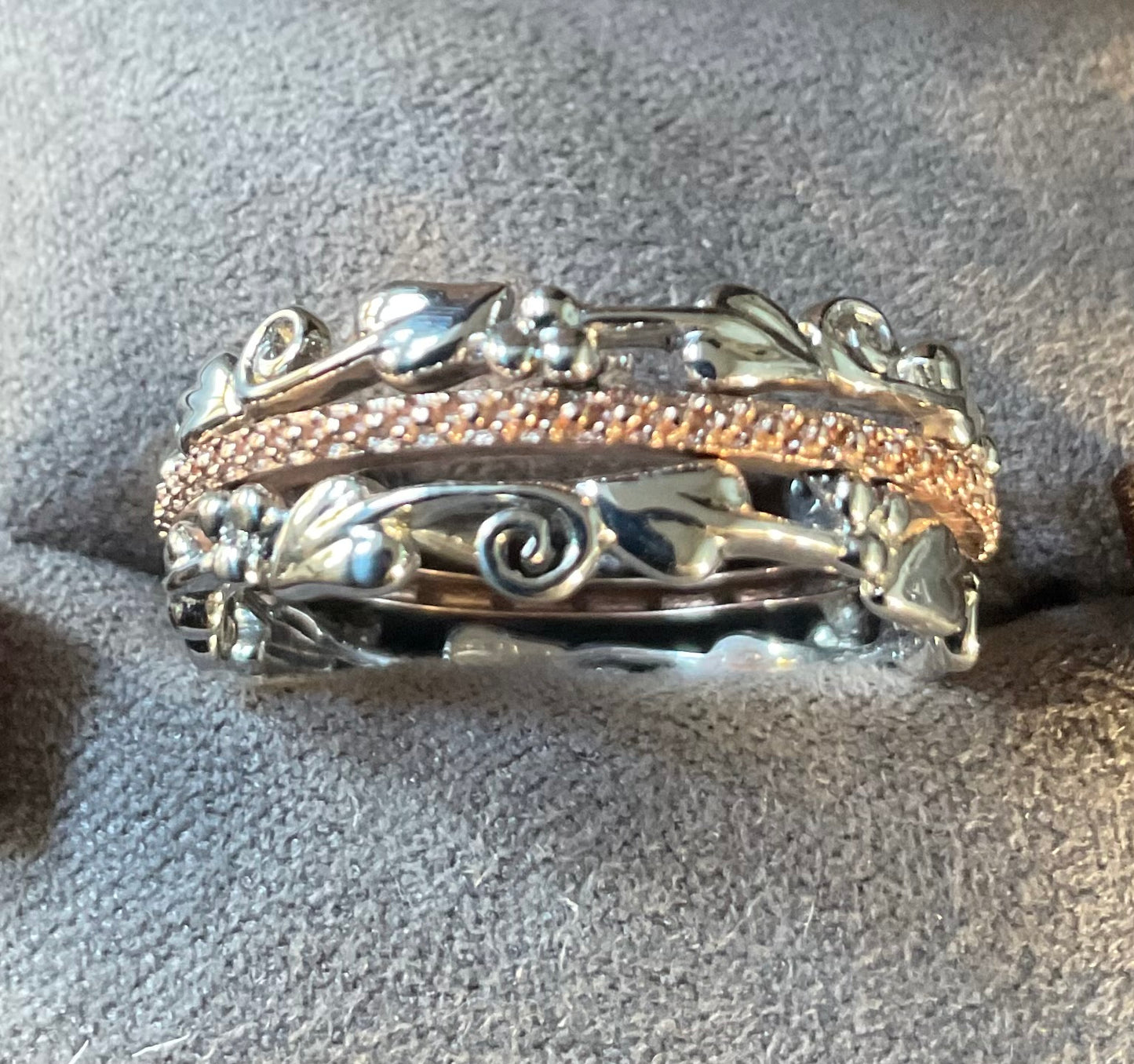 Clogau Am Byth Diamond ring size M silver and rose gold RRP £500