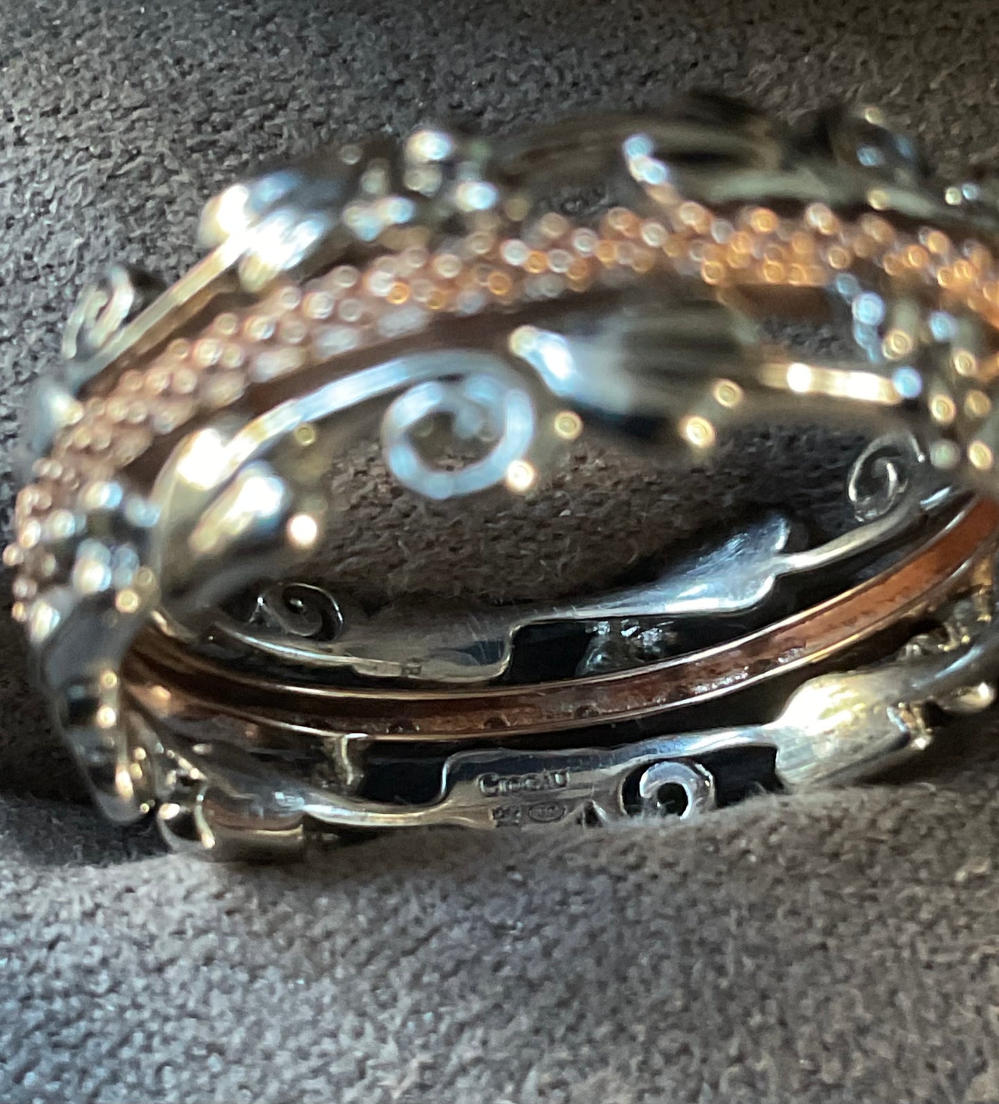 Clogau Am Byth Diamond ring size M silver and rose gold RRP £500