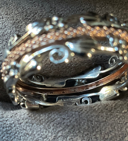 Clogau Am Byth Diamond ring size M silver and rose gold RRP £500