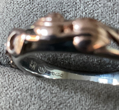 Clogau Tree of Life silver and rose gold foliate narrow band ring size O