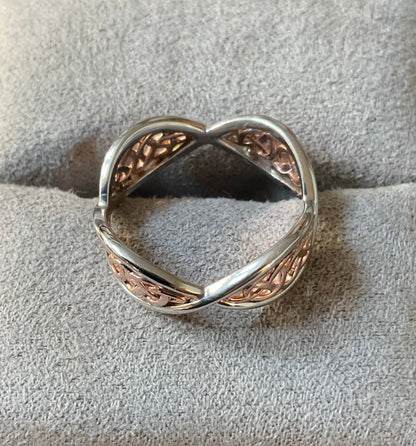 Clogau Welsh Royalty Celtic Weave ring size P in silver and rose gold
