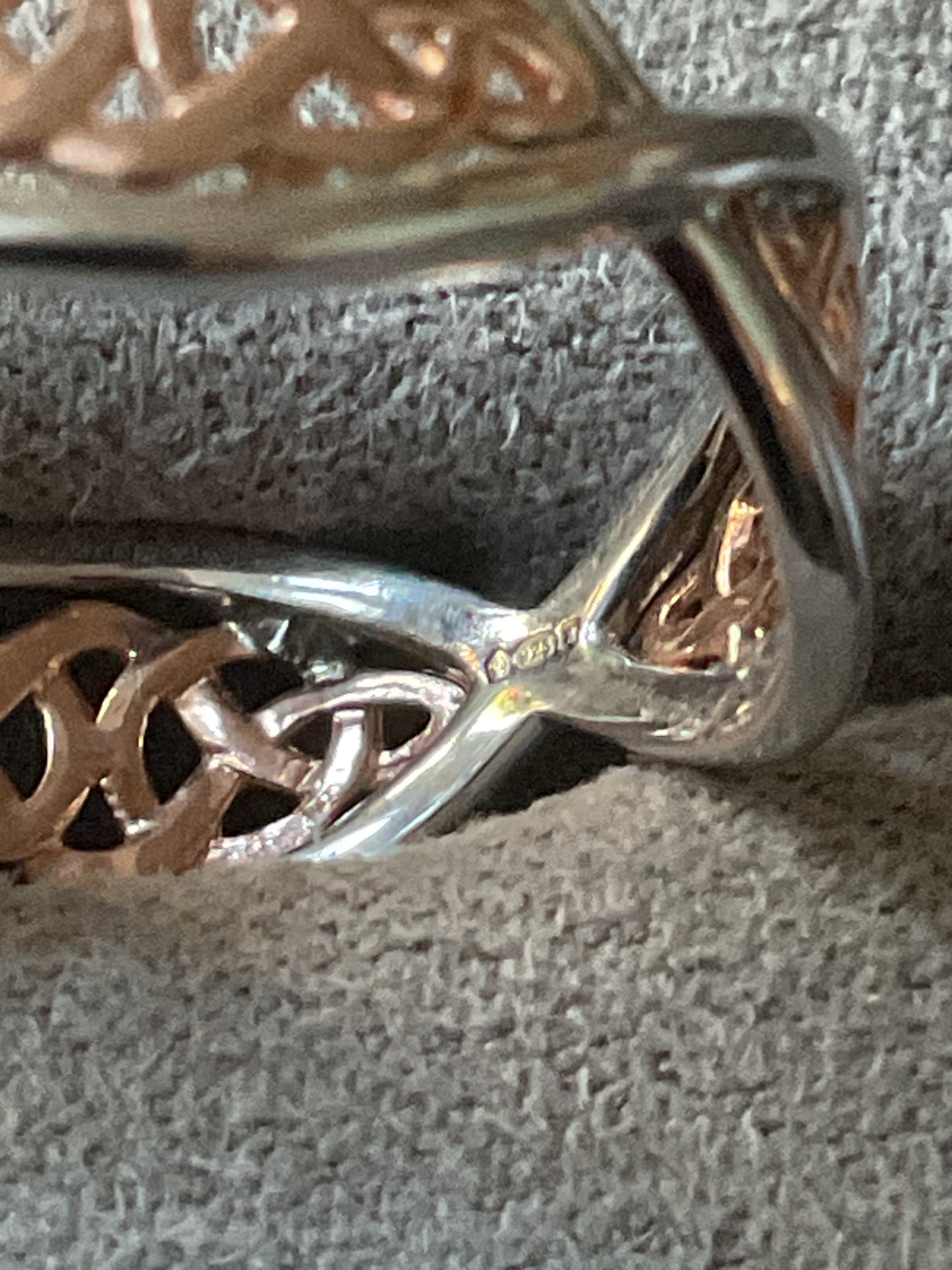 Clogau Welsh Royalty Celtic Weave ring size P in silver and rose gold