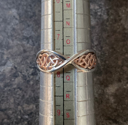 Clogau Welsh Royalty Celtic Weave ring size P in silver and rose gold
