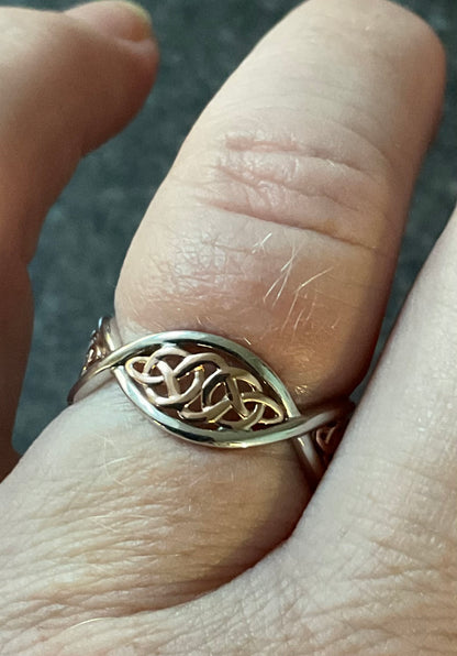 Clogau Welsh Royalty Celtic Weave ring size P in silver and rose gold