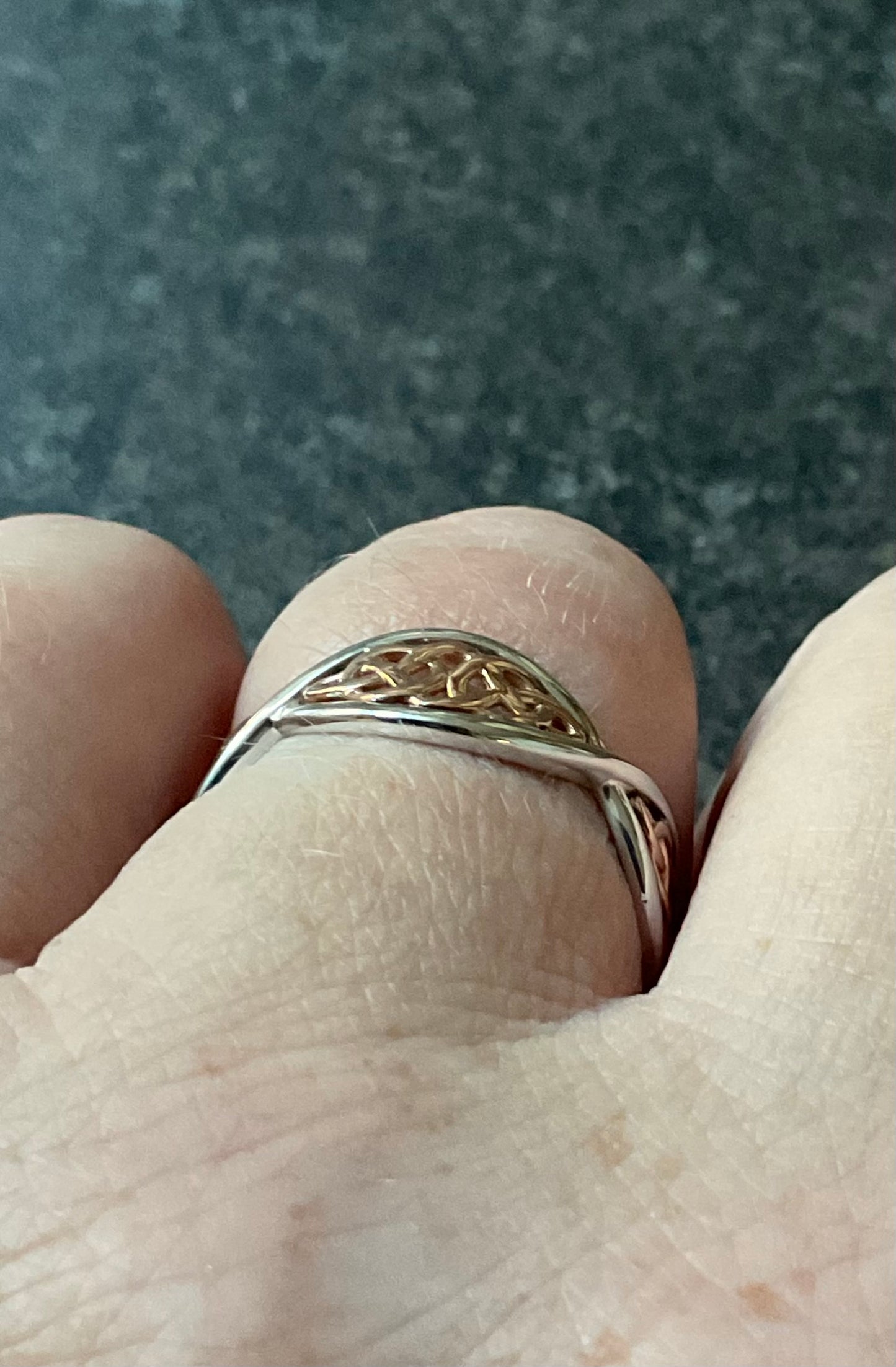 Clogau Welsh Royalty Celtic Weave ring size P in silver and rose gold