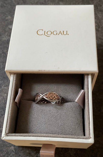Clogau Welsh Royalty Celtic Weave ring size P in silver and rose gold
