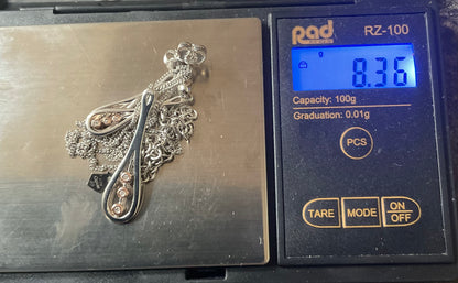 Clogau Royal Crown Diamond pendant necklace and earrings set In silver and rose gold