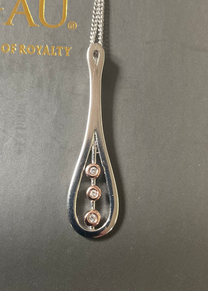 Clogau Royal Crown Diamond pendant necklace and earrings set In silver and rose gold