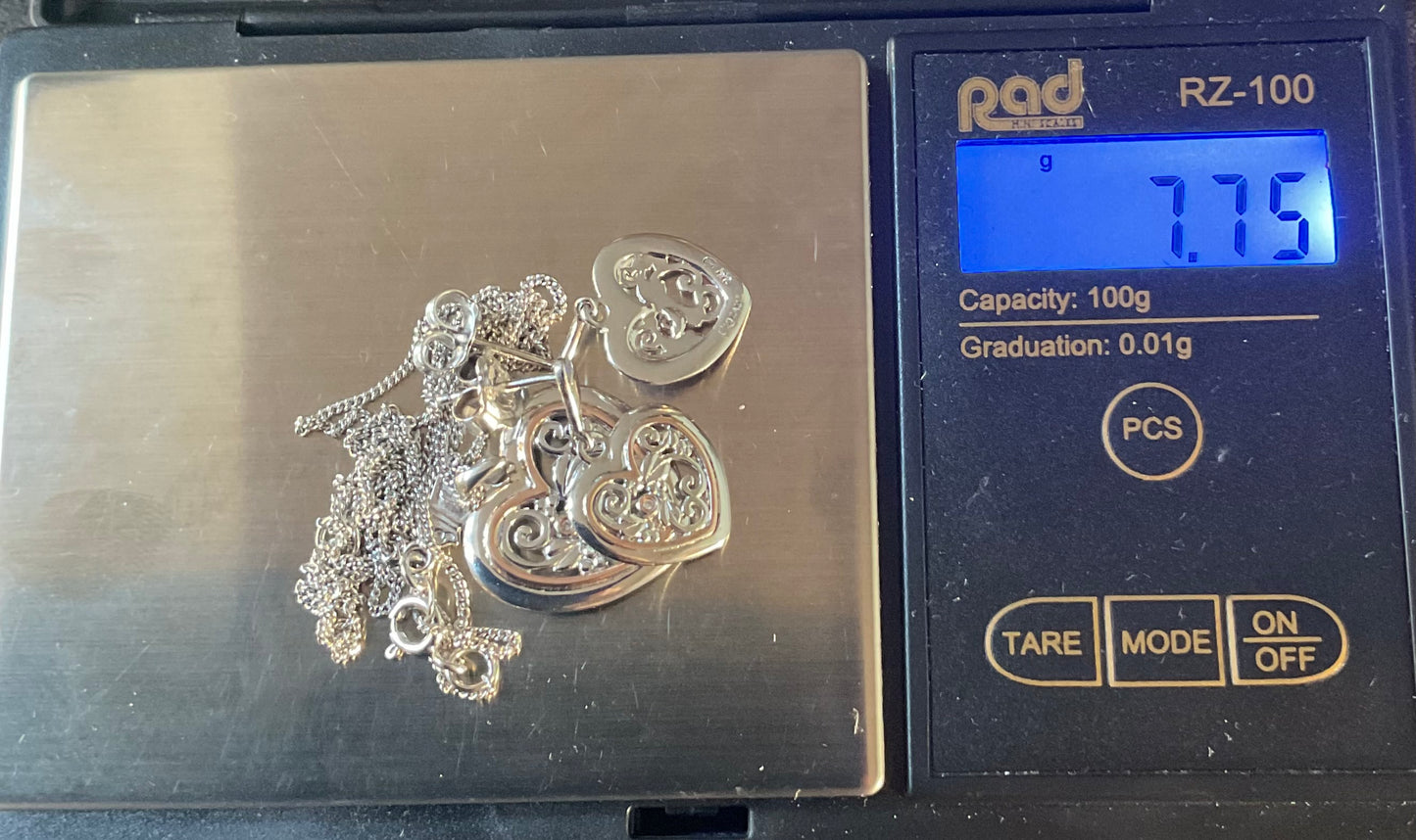 Clogau Tree of Life One Diamond Heart pendant necklace 18-22” and earrings set in silver and rose gold