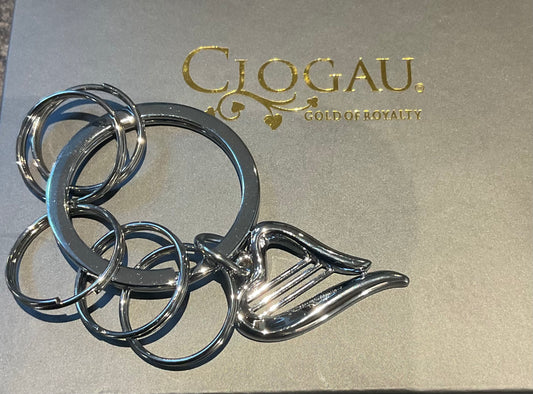 Clogau silver tone Heart Strings keyring with 5 ring hoops