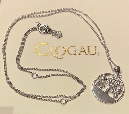 Clogau Tree of Life circle disc pendant 18-22” necklace in Silver and rose gold