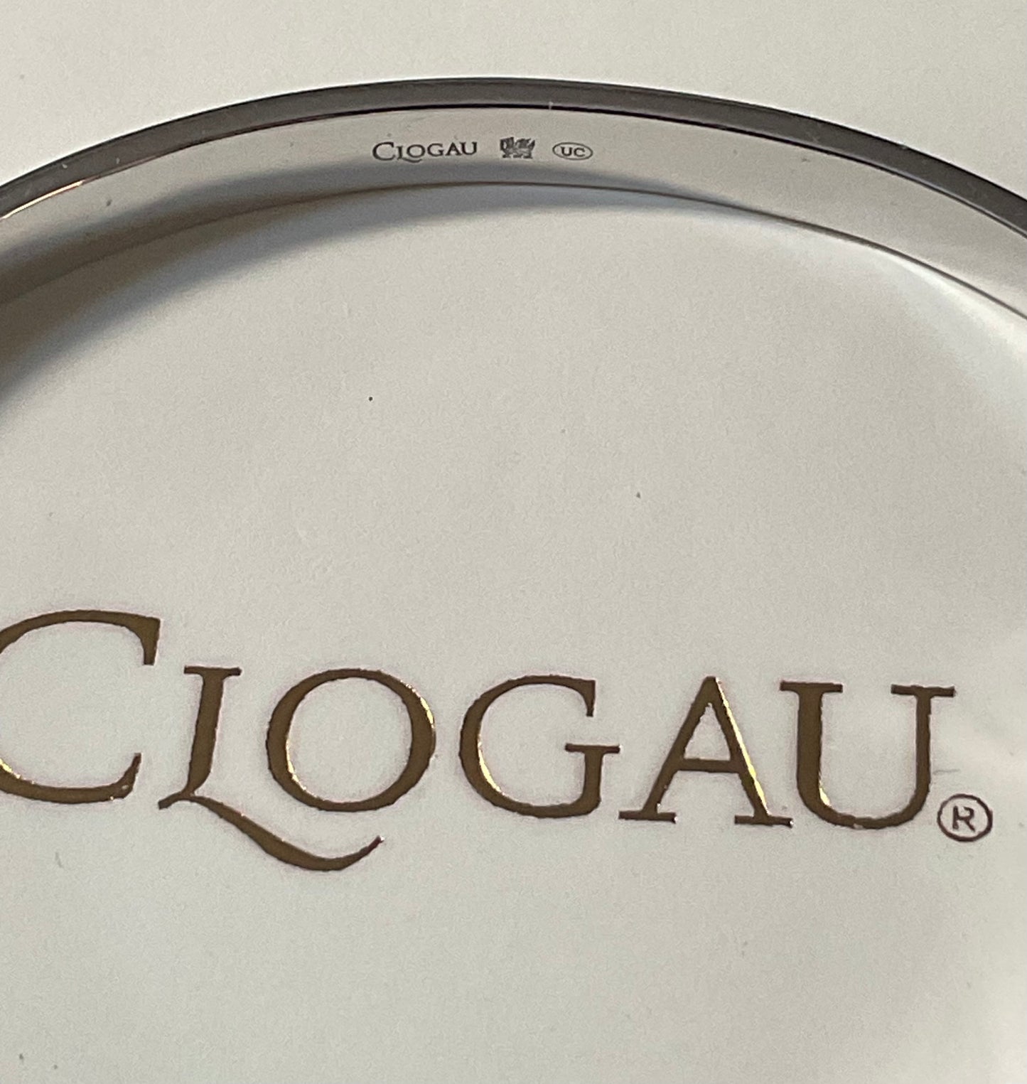 Clogau Cariad Am Byth Script silver hinged bangle bracelet with internal rose gold heart