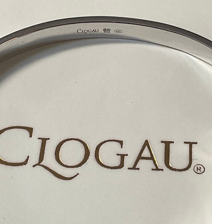 Clogau Cariad Am Byth Script silver hinged bangle bracelet with internal rose gold heart