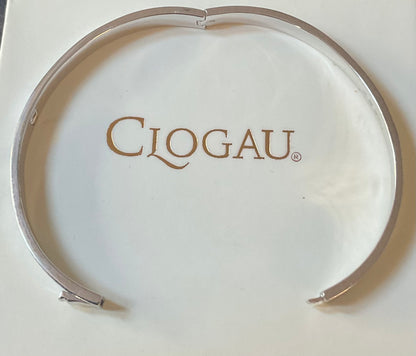 Clogau Cariad Am Byth Script silver hinged bangle bracelet with internal rose gold heart