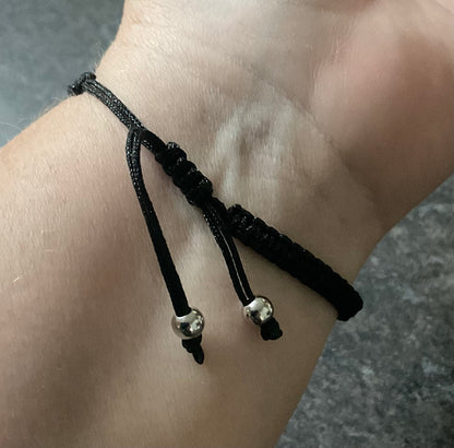 Clogau White Topaz Eternity friendship bracelet with adjustable black cord band in silver and rose gold