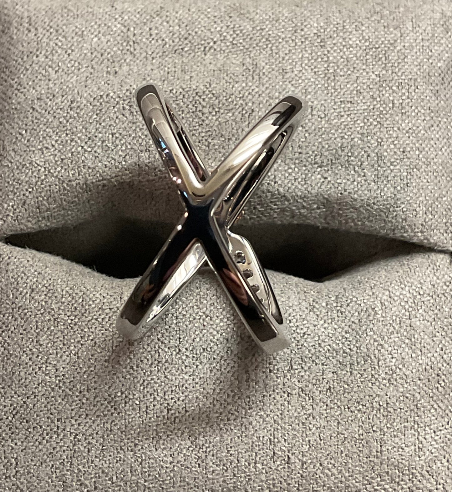 Rare Clogau White Topaz Butterfly crossover ring size O1/2-P in silver and rose gold