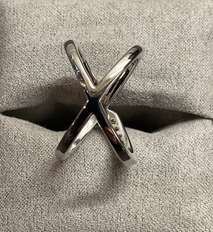 Rare Clogau White Topaz Butterfly crossover ring size O1/2-P in silver and rose gold