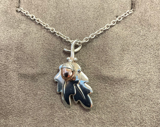 Clogau Royal Oak pendant necklace in silver and rose gold 18”