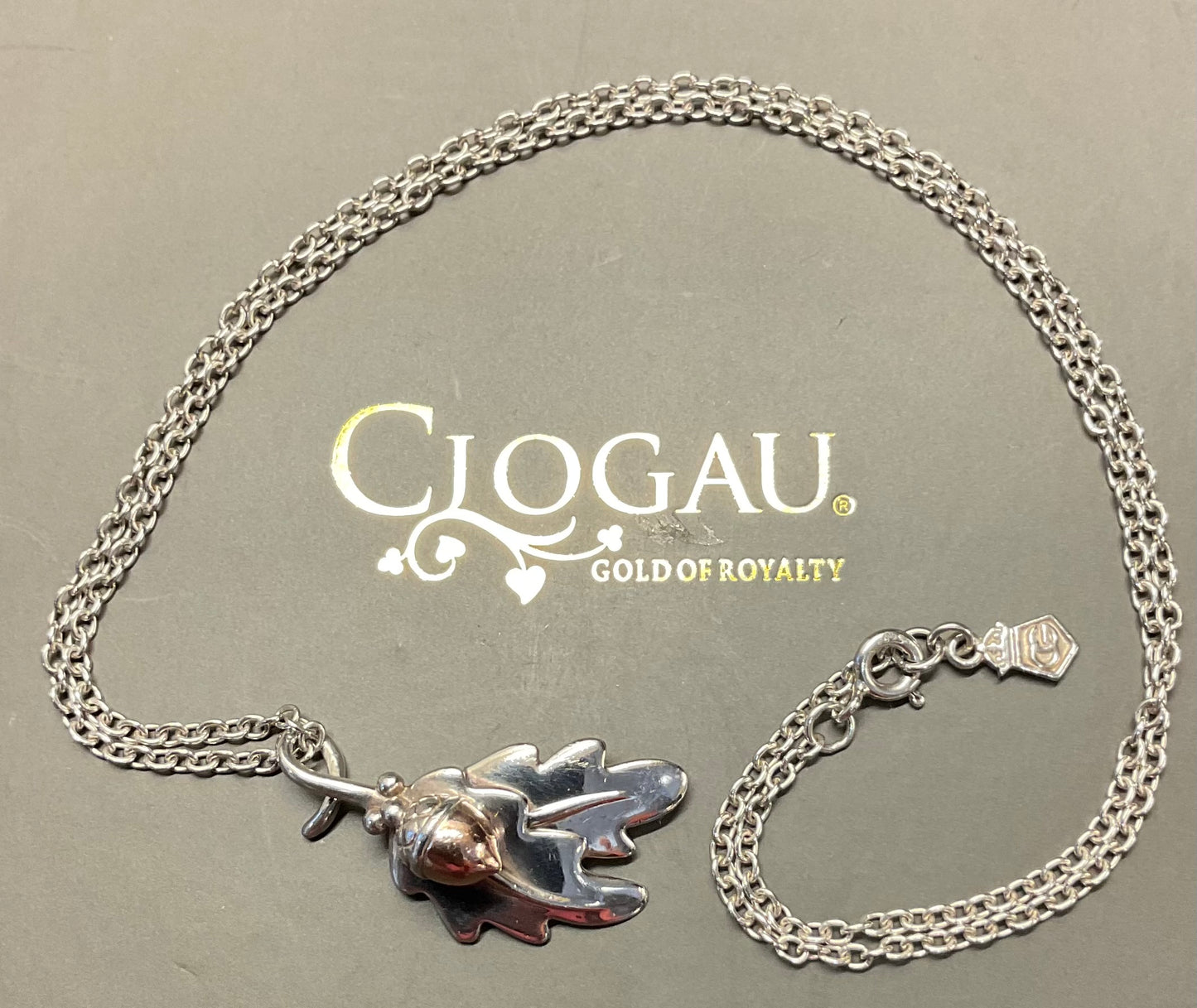 Clogau Royal Oak pendant necklace in silver and rose gold 18”