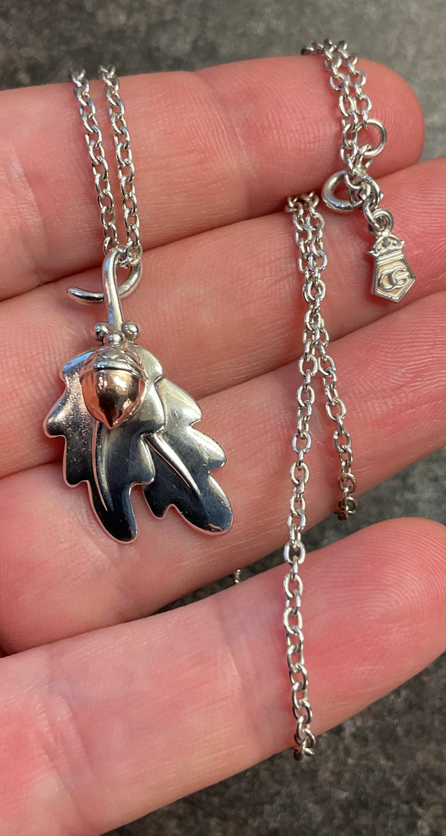 Clogau Royal Oak pendant necklace in silver and rose gold 18”