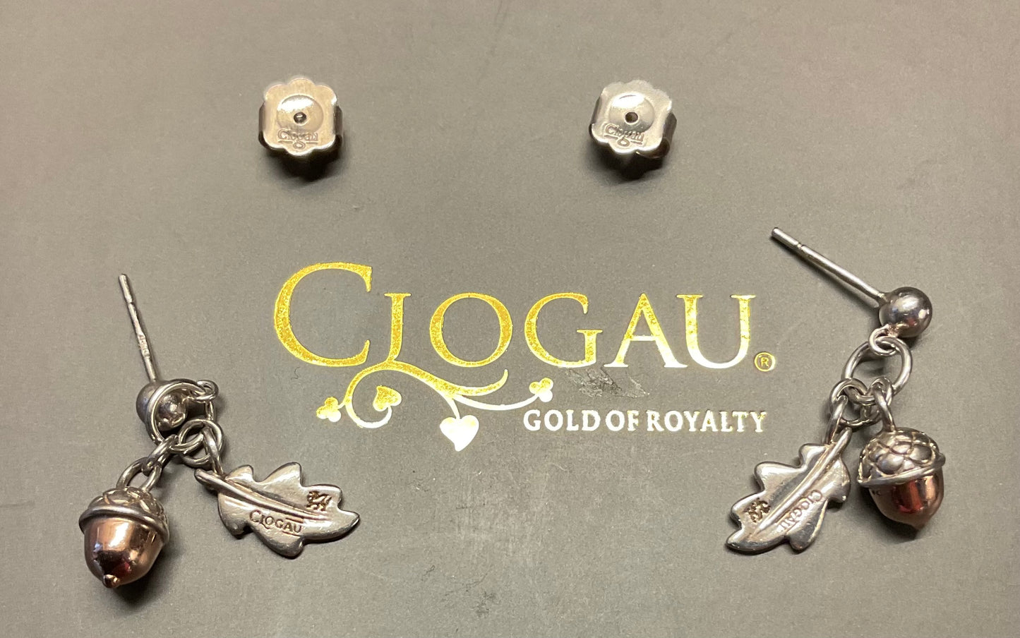 Clogau Royal Oak drop earrings in silver and rose gold