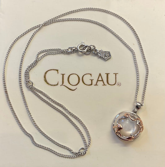 Clogau Tudor Court Mother of Pearl pendant necklace in Silver and rose gold 18-22”
