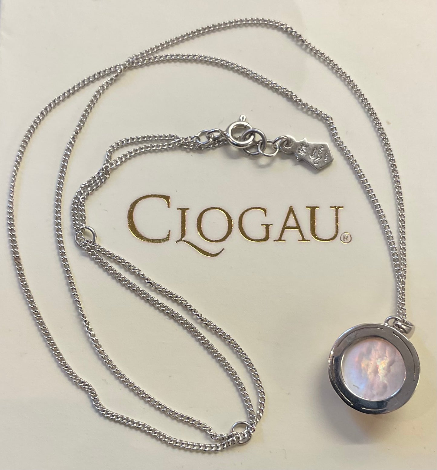 Clogau Tudor Court Mother of Pearl pendant necklace in Silver and rose gold 18-22”