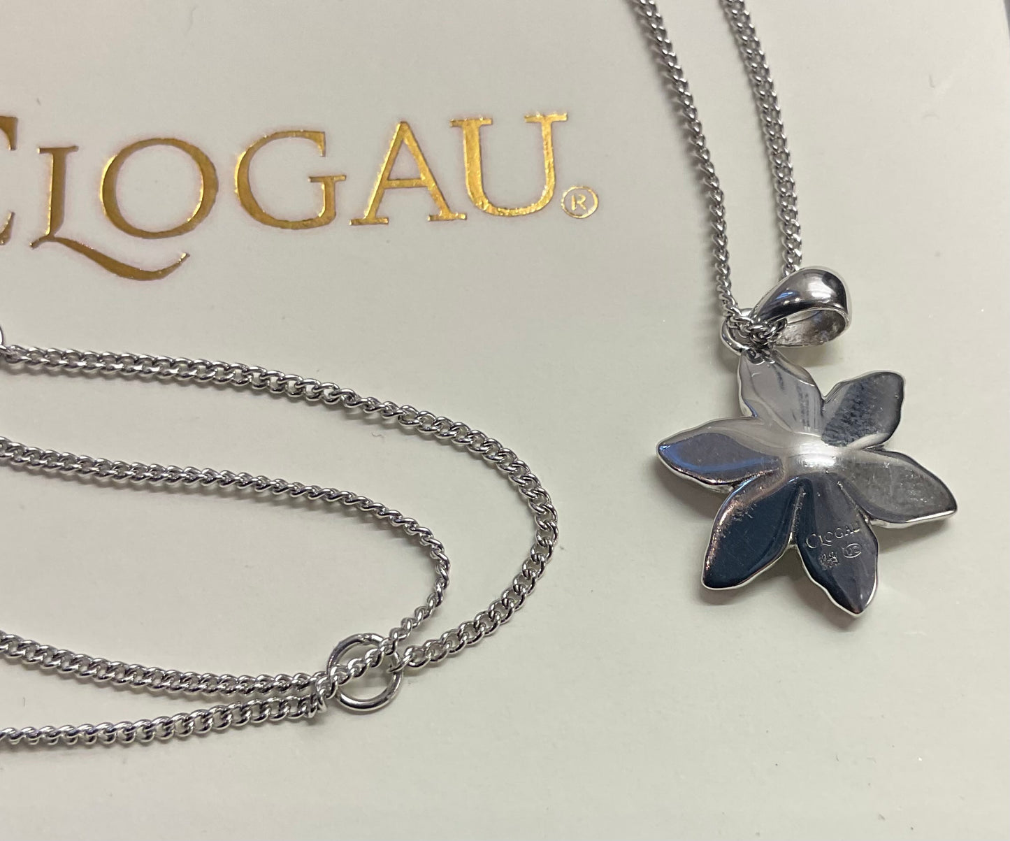 Clogau Lady Snowdon Diamond & Mother of Pearl pendant necklace 18-22” in silver & rose gold