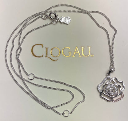 Clogau Royal Roses White Topaz 18-22” pendant necklace in Silver and rose gold