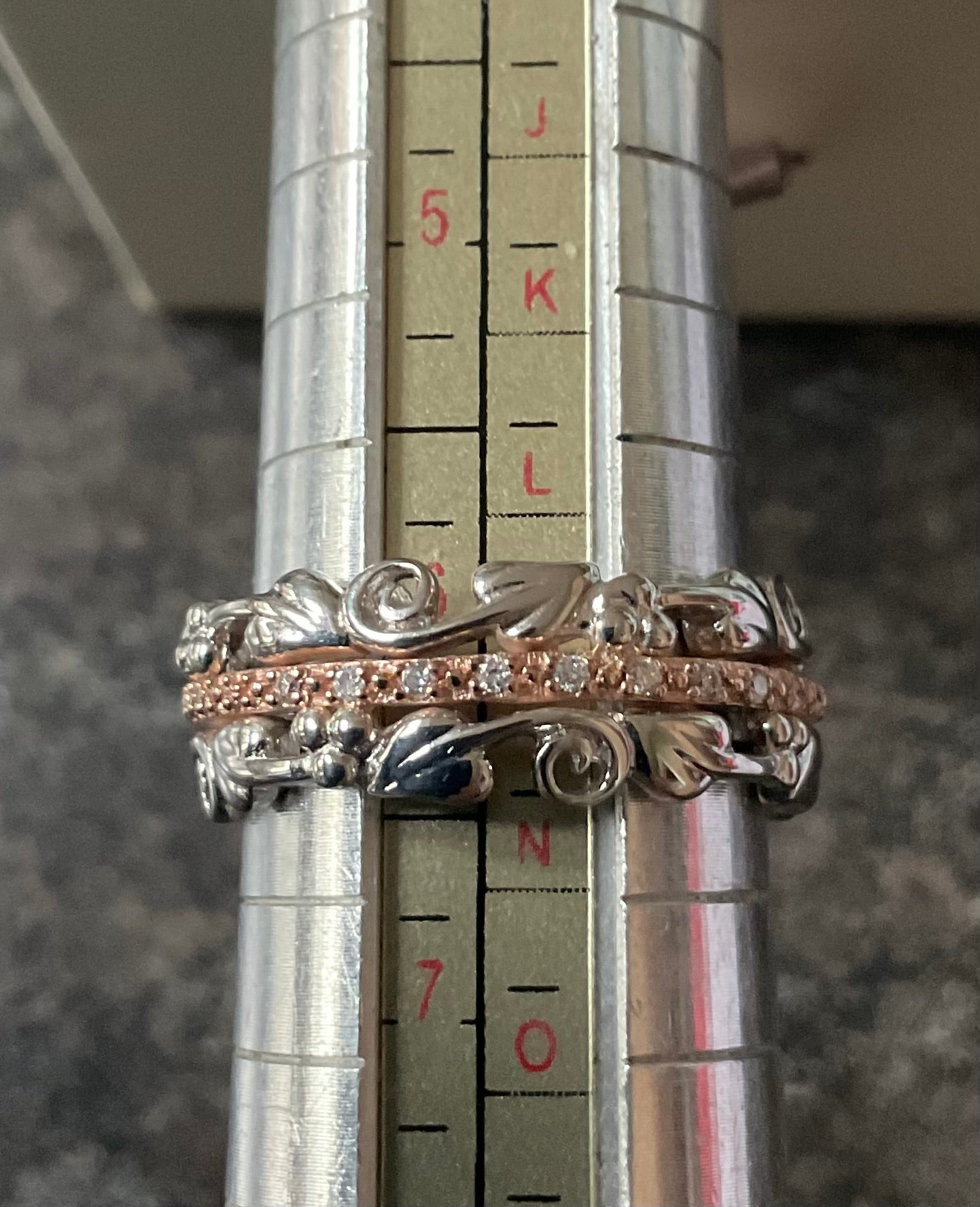 Clogau Am Byth Diamond ring size M silver and rose gold RRP £500