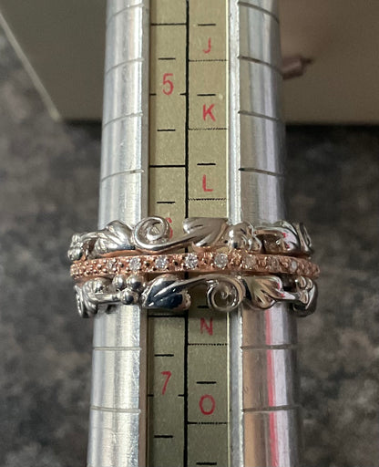Clogau Am Byth Diamond ring size M silver and rose gold RRP £500